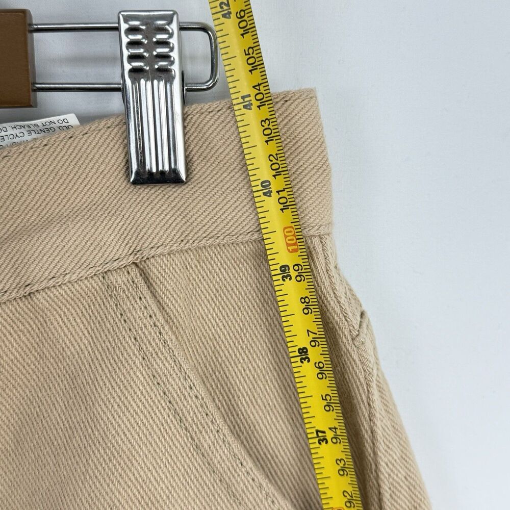Women's Wide Leg Cargo Jeans Size 4 Relaxed Fit Denim Beige - Picture 16 of 16